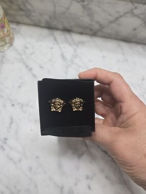 Versace Gold Medusa Head  Earrings Like New
